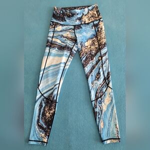NWOT Womens feed Me Blue Marble Leggings with many colors